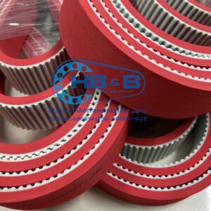 Dây curoa PU trắng lõi thép, đắp cao su đỏ